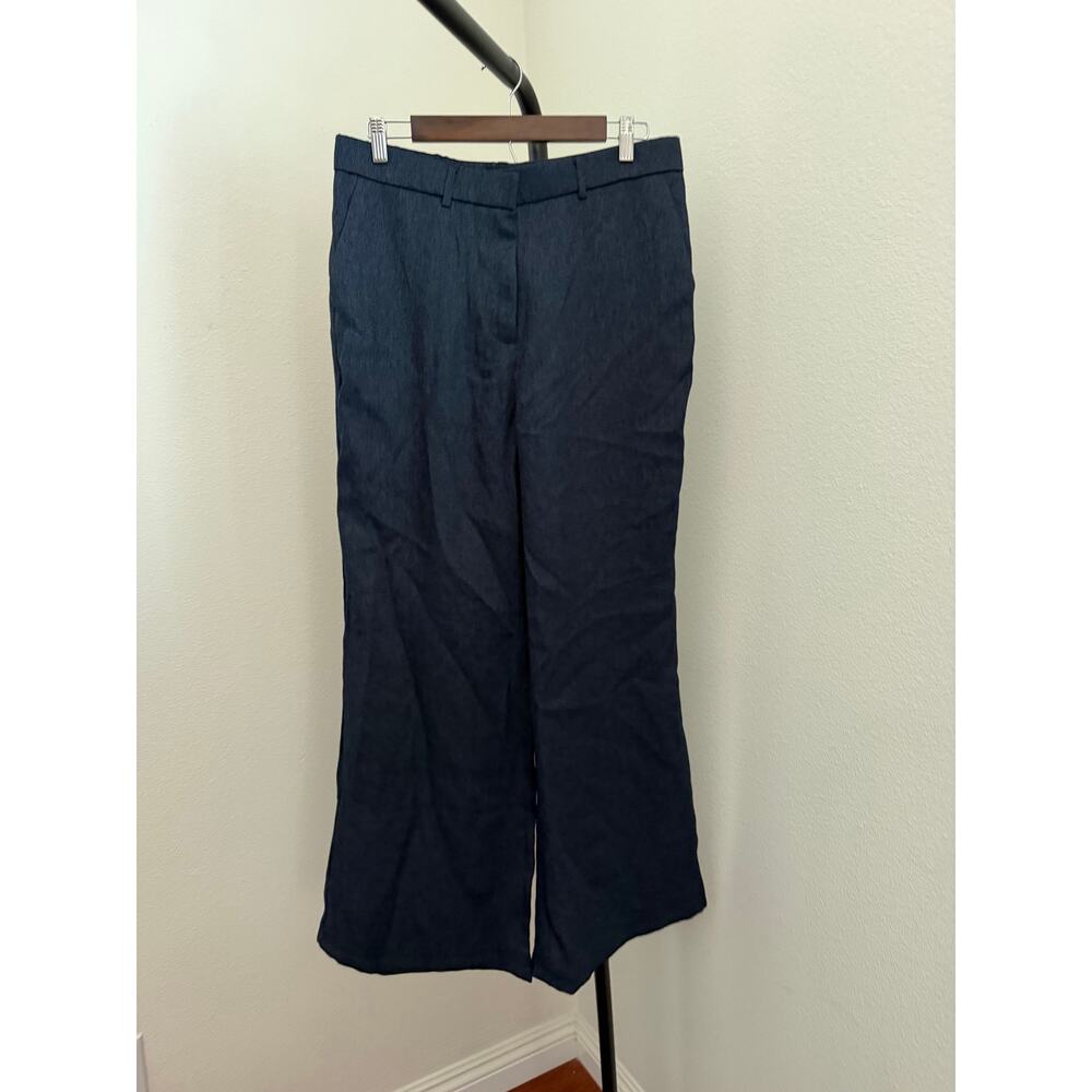 OGL Viscose-Linen Weave European Linen Mid Rise Flared Pant with Pockets - Picture 5 of 7